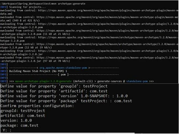 Original Basic authentication tutorial Maven project creation screenshot