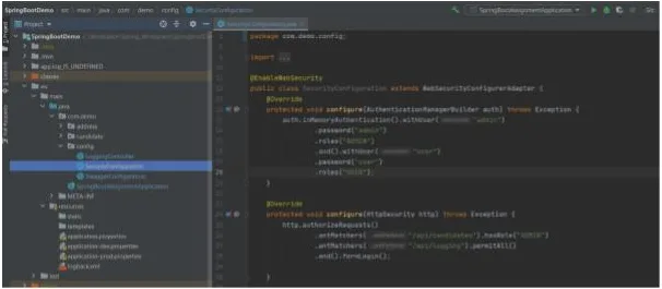Original Spring Security demo project structure screenshot